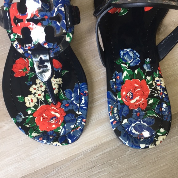 Tory Burch Miller Sandals Navy Tea Rose 🌹 - Picture 5 of 10